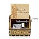 Can't Help Falling in Love Wood Music Box Hand-Operated Antique Engraved Cute Musical Boxes Gift for Love One, Boyfriend, Girlfriend, Husband,Wife Birthday/Wedding Day/Christmas Day Present