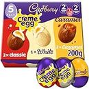 Mondelez Cadbury Mixed White Chocolate, Caramel and Creme Egg 5 Pack, 200g. Easter, Egg Hunt, Big Night In, Birthday, Thank You Gift, Present, Filled Chocolate Eggs, Great Gift, OFFICIAL