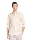 U.S. POLO ASSN. Men's Striped Regular Fit Shirt (USSHTFX0131_Yellow