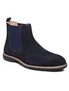 Teakwood Men Blue Solid Round Toe Suede Mid-Top Chalsea Boot_Size 43