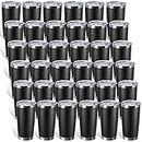 Sieral 36 Packs 20 oz Stainless Steel Tumbler Bulk with Lid Vacuum Double Wall Insulated Travel Coffee Mug Powder Coated Insulated Tumbler Cup for Christmas Wedding Birthday Party Favor Gifts (Black)