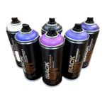 Montana BLACK 400ml Shades of Purple w/ White & Black Set of 6 Spray Paints