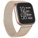 Metal Bands Compatible with Fitbit Versa 2 & Fitbit Versa & Fitbit Versa Lite Edition Band, Stainless Steel Loop Metal Mesh Replacement Sport Strap Bracelet Wristbands for Women Men (Small, Rose Gold)