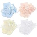 DRESHOW Infant Lace Bow Socks baby Frilly Lace Socks Newborn Toddlers Girls Socks Ankle Dress Sock