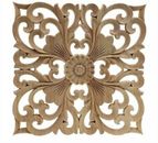 Wood Decal Square Natural Wooden Rubberwood European Style Applique Accessory