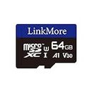 LinkMore Tarjeta Micro SDXC de 64 GB, compatible con A1, UHS-I, U3, V30, Clase 10, velocidad de lectura de hasta 95 MB/s, velocidad de escritura de hasta 35 MB/s, adaptador SD incluido