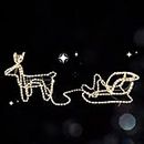 Garden Mile Reindeer and Sleigh Silhouette Rope Light - Pre-Lit Waterproof Large Waving Multicolour LED Lights - Indoor or Outdoor Festive Lighting Christmas Decorations for Window, Garden, Home Decor