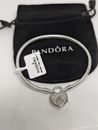 Pandora Moments Disney Heart Charm Snake Chain Bracelet Size 7.9 Inches