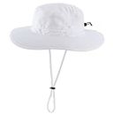 Connectyle Sun Hat for Men Women Outdoor UV Protection Safari Hat for Fishing Hiking Gardening Breathable Cowboy Hat UPF50, White, Large