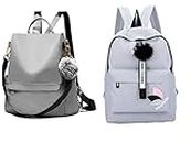 DN DEALS Women Backpack Combo Of backpack for office, tuition with Keychain (Grey)