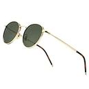 SUNGAIT Runde Vintage Polarisierte Sonnenbrille Klassische Retro Metallrahmen Sonnenbrille Rundschreiben für Frauen Männer(Goldrahmen/Polarisierte Grüne Linse)-SGT059JKMOLVUK
