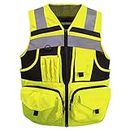 3M Reflective stripes Safety Vest Hi-vis Yellow knitted Vest with 10 pockets Bright Construction Workwear for men and women. (Small)