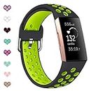 Sport Bands Compatible with Fitbit Charge 4 / Charge 3 / Charge 3 SE Soft Silicone Replacement Watch Strap Wristband for Women Men CALS61006 (Large,Color 9)
