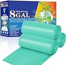 Biodegradable Garbage Bags 30 Liter, 60 Counts Heavy Duty Trash Bags, Extra Thick 1 Mils Strong Bin Liners, Compost Bags for Lawn, Kitchen, Outdoor (60×71cm, Medium Aquamarine)