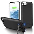 Gladgogo Battery Case for iPhone SE 2020/7/8/6s/6, 6000mAh Portable Charging Case with Kickstand Rechargeable Backup Charger Cover， Extended Charger Case for iPhone 8 (4.7 inch)-Black