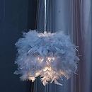 Small Feather Pendant Light, Romantic Modern Feather Bedroom Chandelier, Art Feather Lampshade Decorative Ceiling Pendant Lamp for Home Bedroom