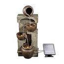 Teamson Home Solar Powered Water Feature, Indoor or Outdoor Garden Water Fountain, 4 Tier Pot, Waterfall with Solar Powered Pump and LED Lights
