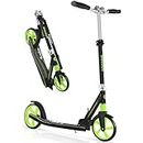 BELEEV Scooters for Kids Ages 6+, Folding 2 Wheel Scooter for Adults Teens, 200mm Big Wheels, 4 Adjustable Handlebar, Front Suspension, Lightweight Kick Scooter with Carry Strap, up to 100Kg(Green)