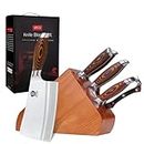 WILDMOK Knife Block Set, Set di coltelli 9-TLG con blocco di manico in legno, coltello in acciaio inossidabile tedesco, set di coltelli professionali