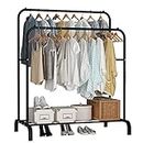 UDEAR Garment Rack Freestanding Hanger Double Rods Multi-Functional Bedroom Clothing Rack, Black