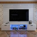 TV Stand for  70 75 80 Inch High Gloss TV Entertainment Center with Storage