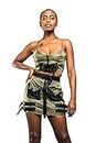 G-Style USA Women's Tactical Buckled Army Cropped Top Skirt Set CC875 - Olive - Large - DD14F