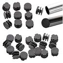 32 Pcs Round Plastic Plug, Tube Ribbed Inserts Tubing End Cap Plug Chair Glide Round Pipe End Cap for Metal Tube Furniture Chair Leg Pipe Cover Insert (19mm)