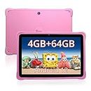 Kids Tablet 10 inch,Android 12 Tablet PC for Kids,5G WiFi+AX WiFi 6,4GB RAM+64GB ROM,1280 * 800 HD Display,6000 mAh,Children Tablets Parental Control,5+8MP Camera,Bluetooth5.0,Stylus Pen(Pink)