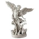Design Toscano EU1850 St. Michael the Archangel Religious Statue, Gallery, 43 cm, Polyresin, Antique Stone,White
