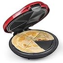 Nostalgia Taco Tuesday Deluxe 10-Inch 6-Wedge Electric Quesadilla Maker with Extra Stuffing Latch, Red