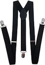 Men's 1 inch Solid Straight Clip Suspender Y Back Suspenders for Men-Adjustable Size Elastic Men's Braces Wide Suspender Brace for Women Heavy Duty Clips by H HOME-MART