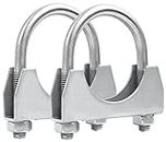 PALOZO 1" Universal Heavy Duty Exhaust U Clamp 1 inch Stainless Steel Muffer U-Bolt Clamps, Pack of 2