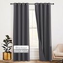 RYB HOME Soundproof Curtains 84 inches - 3 Layers Blackout Curtains Noise Cancelling Thermal Insulted Drapes for Door Window Living Room Room Divider Curtains, W 52 x L 84 inch, Gray, 1 Pair