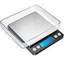 Digital kitchen Scales 3000g / 0.1g High-precision Food Scales with Backlit LCD Display Stainless Steel Multifunctional Scale With 2 Weighing Pans Batteries Included