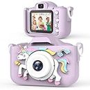 Kids Camera, Toddler Digital Camera for Girls and Boys, Christmas Birthday Toy Gifts for Kids Age 3 4 5 6 7 8 9 10 with 32GB SD Card, 1080P HD Kids Video Camera-Purple