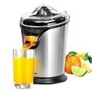 Geepas 100W Citrus Juicer Electric Orange Juicer | Professional Brushed Stainless Steel Fruit Juicer | Squeezes Oranges Lemons Lime Juices | Freshly Pressed Fruit Juices in Seconds