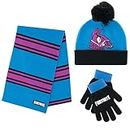 Fornite Boys Winter Hat Snow Gloves and Scarf for Boys, Winter Hat for Boys and Teens, Black Blue Purple, 5-13 Years