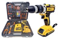Drux Tool set 118 pcs 21v cordless drill Complete home hand garage DIY kit box
