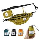 4Monster Hiking Waist Packs Portable,Water Resistant Fanny Bag with Adjustable Strap,Lightweight Crossbody Chest Bag Slim Bag, Yellow Green, 2L, Classic