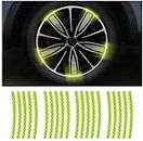 CARIZO 3D Reflective Wheel Tire Rims Stripes Stickers (Pack of 20, Neon) Decals Exterior Accessories Compatible with Tata Safari (2021)