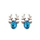 University Trendz Gold-Plated Blue Crystal Deer Shape Studs Earrings for Women & Girls