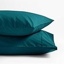 800 Thread Count 100% Egyptian Cotton Pillow Cases, Teal Queen Pillowcase Set of 2, Long-Staple Combed Pure Natural 100% Cotton Pillows for Sleeping, Soft & Silky Sateen Weave Bed Pillow Cover