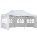 10x20 Ft Pop up Canopy Party Wedding Gazebo Tent Shelter with 4 Removable Side Walls White