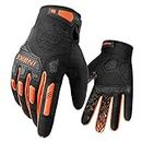 INBIKE Men Mountain Bike Gloves,Dirt Bike Gloves with Thicken EVA Padded TPR Knuckle Protection Touch Screen for Cycling Motorcycle Orange Large