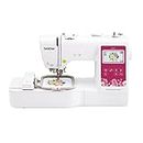 Brother PE545 PE5545 Embroidery Machine, 135 Built-in Designs, 4" x 4" Hoop Area, Large 3.7" LCD Touchscreen, USB Port, 10 Font Styles, White