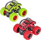 m zimoon Monster Trucks, Pull Back Car Toys 360° Rotation Off-road Friction Powered Vehicle Toy for 3-10 Year Old Boys Girls Kids Birthday Xmas Gift (2 Pack, Green Red)