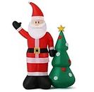 Xakay 7ft Babbo Natale con Albero di Natale Gonfiabile Gigante Luci a LED, 220cm Decorazione Natalizia Auto-esplosiva, Luminoso, Decorazioni Feste per Interni ed Esterni