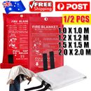 1-2M Fire Blanket Fireproof For Home Kitchen Office Caravan Emergency Safety AU