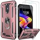 LUMARKE LG Tribute Empire Case with Screen Protector,Aristo 3 Case,LG Aristo 2/2 Plus/Zone 4/Rebel 4 LTE/Phoenix 4/Tribute Dynasty Case,Shockproof Cover with Kickstand Protective Phone Case Rose Gold