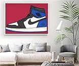 Xtreme Skins White Floater Framed Canvas - Wall Decor for Living Room, Bedroom, Office, Hotels, Drawing Room (34x22 Inch) - FRAGMENT DESIGN X AIR JORDAN 1 RETRO HIGH OG 'FRIENDS AND FAMILY'